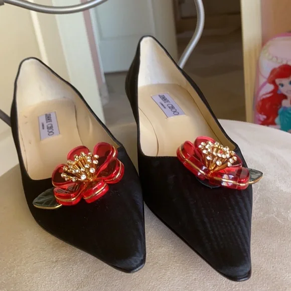 Jimmy Choo kitten heel shoes with 3D acrylic flowers with Swarovski crystals - Picture 5 of 7